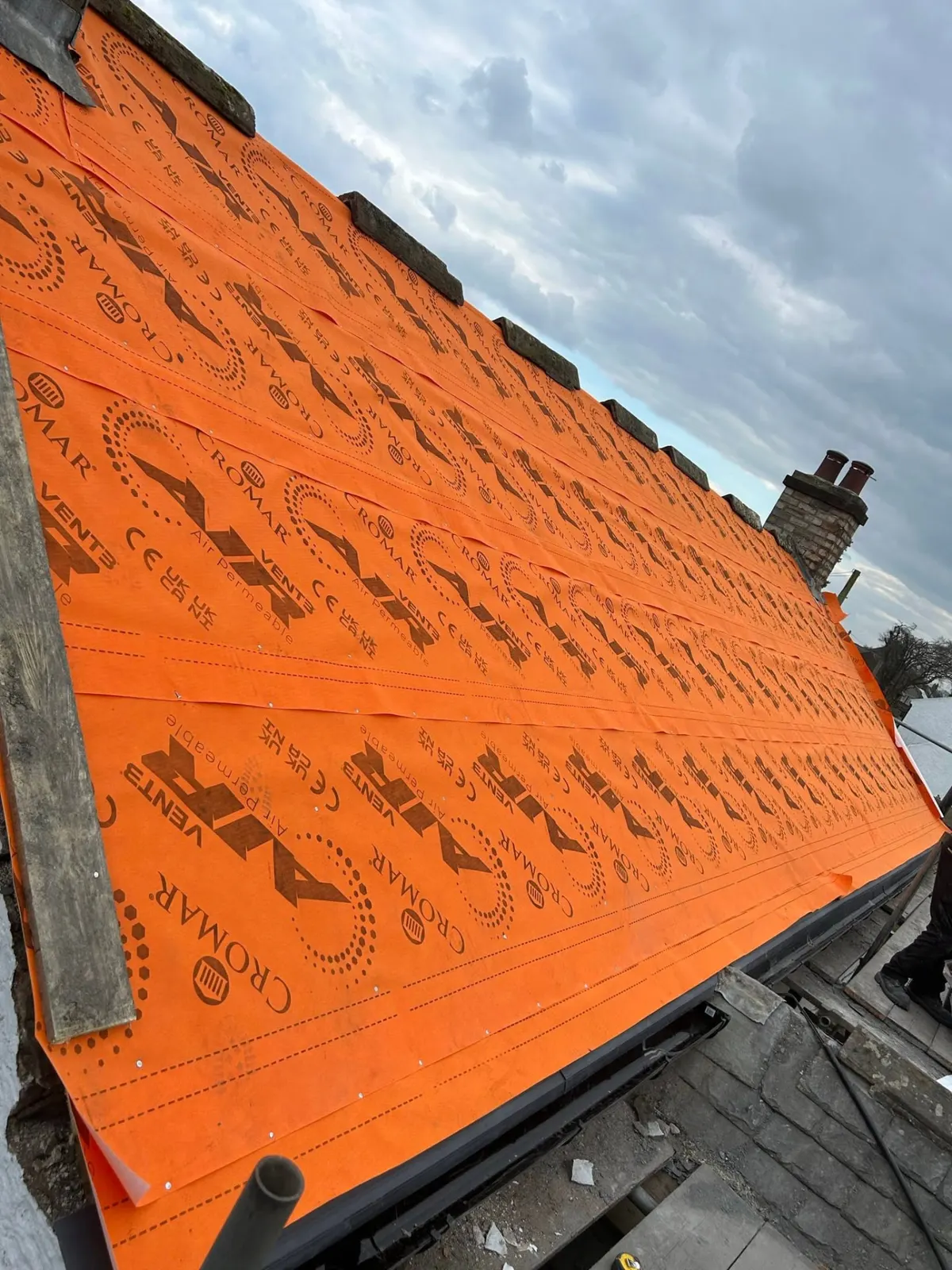 Roof stripped back and prepared for re-roofing work